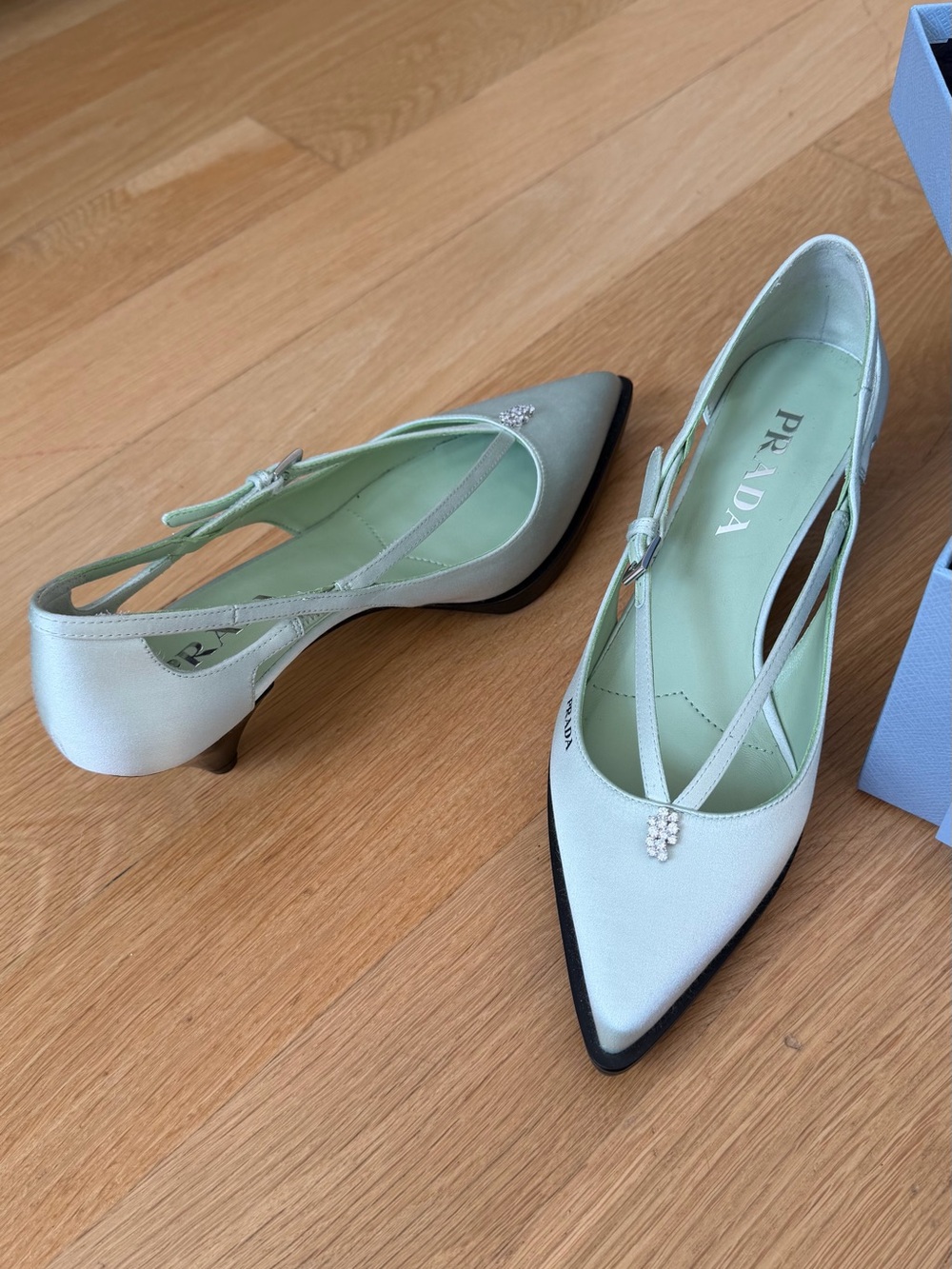 Prada Satin Pointed Slingback Pumps - Picture 4 of 5